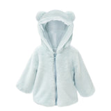 BEAR FAUX FUR HOODED BABY COAT