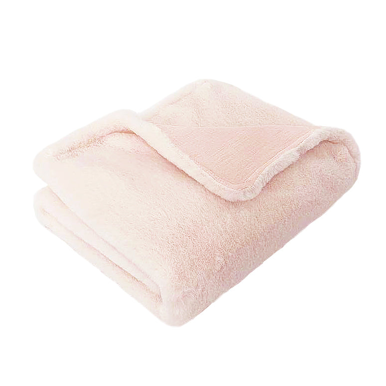 LUXE FAUX FUR BLANKETS BLUSH PINK