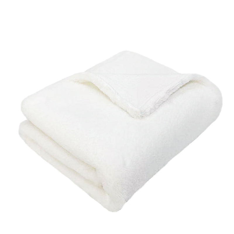 LUXE FAUX FUR BLANKET - PURE WHITE