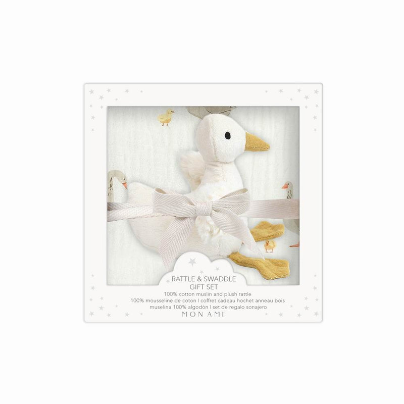 Mother Goose Swaddle & Rattle Gift Set
