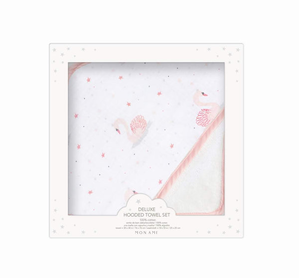 FRENCH SWAN TOWEL AND WASHCLOTH SET